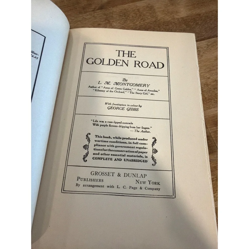 Vintage The Golden Road L.M. Montgomery Grosset & Dunlap WWII Era Dust Jacket